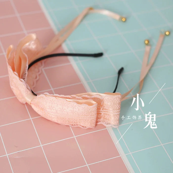 Xiaogui - Kawaii Lolita Bell KC Lace Bow Hair Accessory