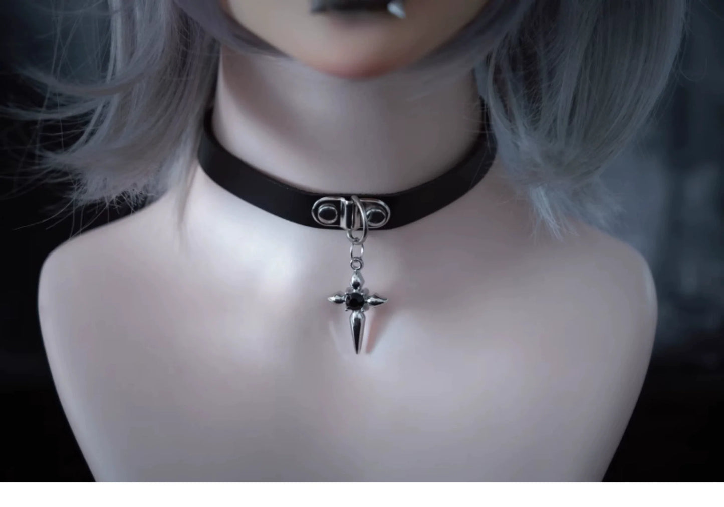 Strange Sugar - Gothic Lolita Choker Faux Leather Heart Pendant Necklace