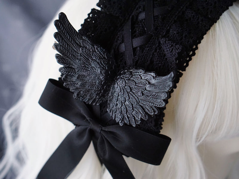 Strange Sugar - Black Wings Halloween Goth Lolita Hairband