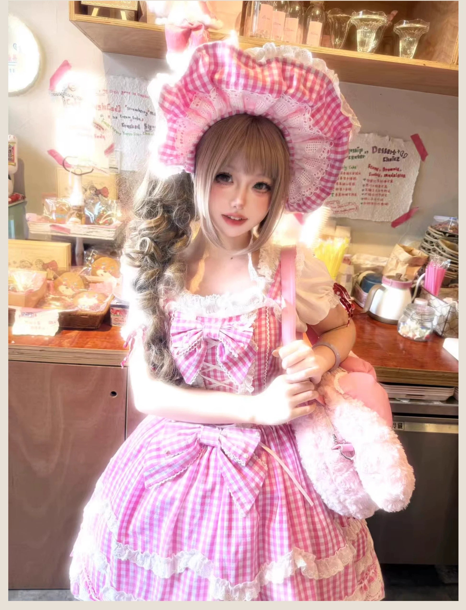 TaTaTa Lolita - Plaid Baileys - Old School Lolita Pink Plaid JSK