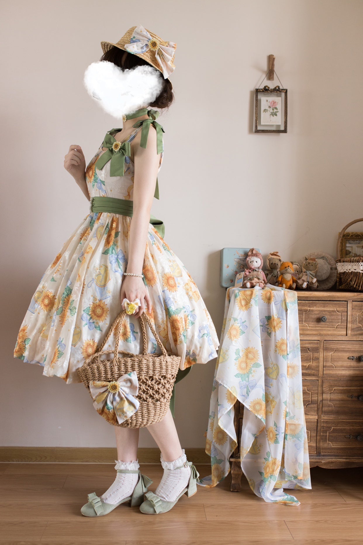 Akiyama Future Studio - Sunflower Print Lolita JSK Dress in Breathable Light Fabric