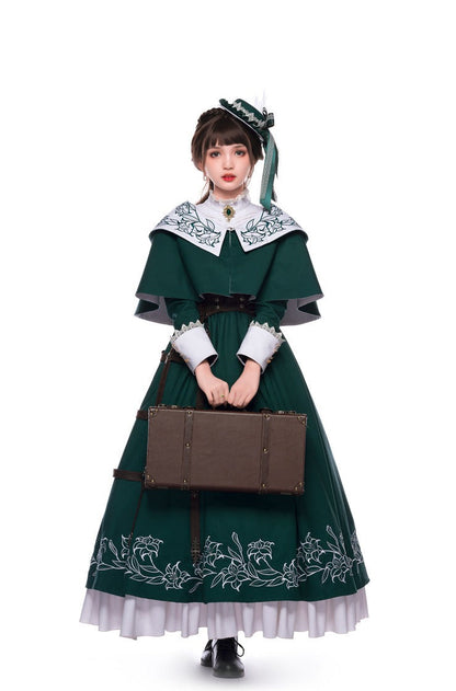 Youpairui - Lobnya - Gothic Nun Lolita Green OP Dress Set