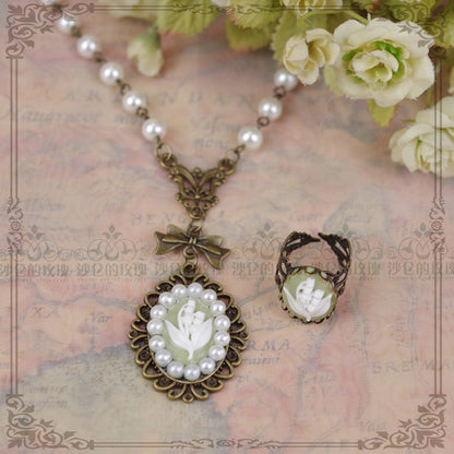 Rose of Sharon - Cameo Lolita Necklace and Ring