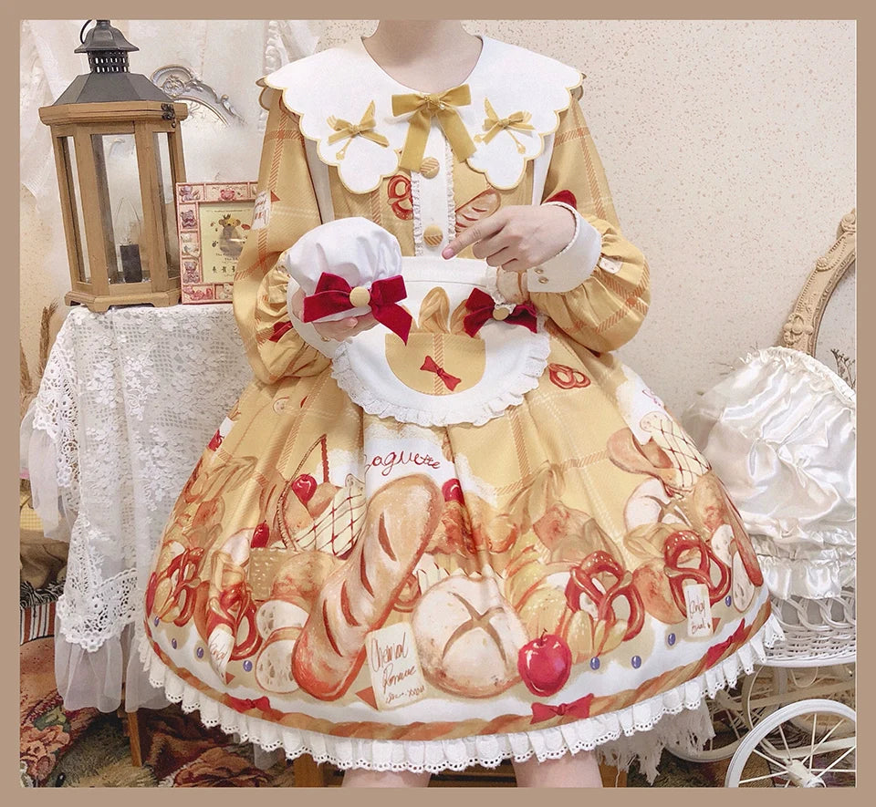 Chemical Romance - Freshly Baked Bread - Sweet Lolita OP Dress Long Sleeve Dress