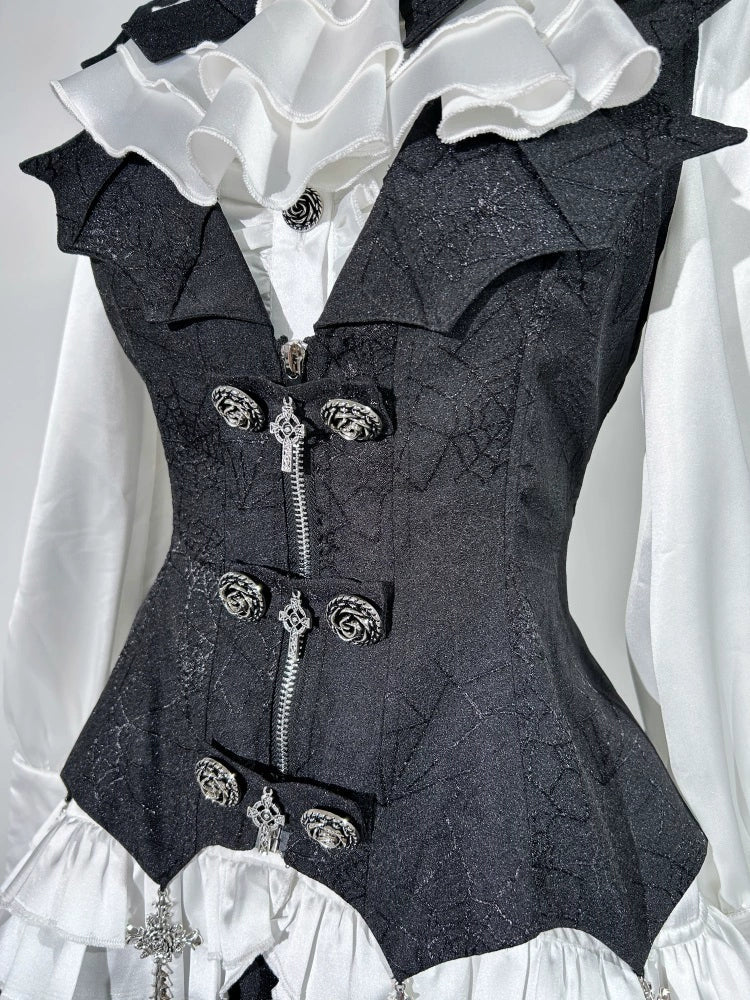 Letters from Unknown Star - Bloodline Duke - Gothic Lolita SK Suit Spider Web Vest and Blouse