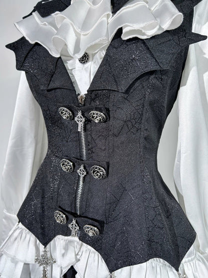 Letters from Unknown Star - Bloodline Duke - Gothic Lolita SK Suit Spider Web Vest and Blouse