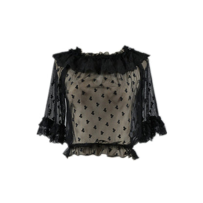Niu Niu - Plus Size Lolita Shirt Lace Mesh Blouse