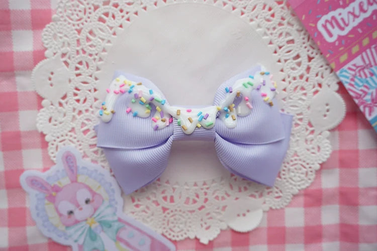 Cat Tea Party - Handmade Sweet Lolita Bow Hair Clip Cute Imitation Cream Cake