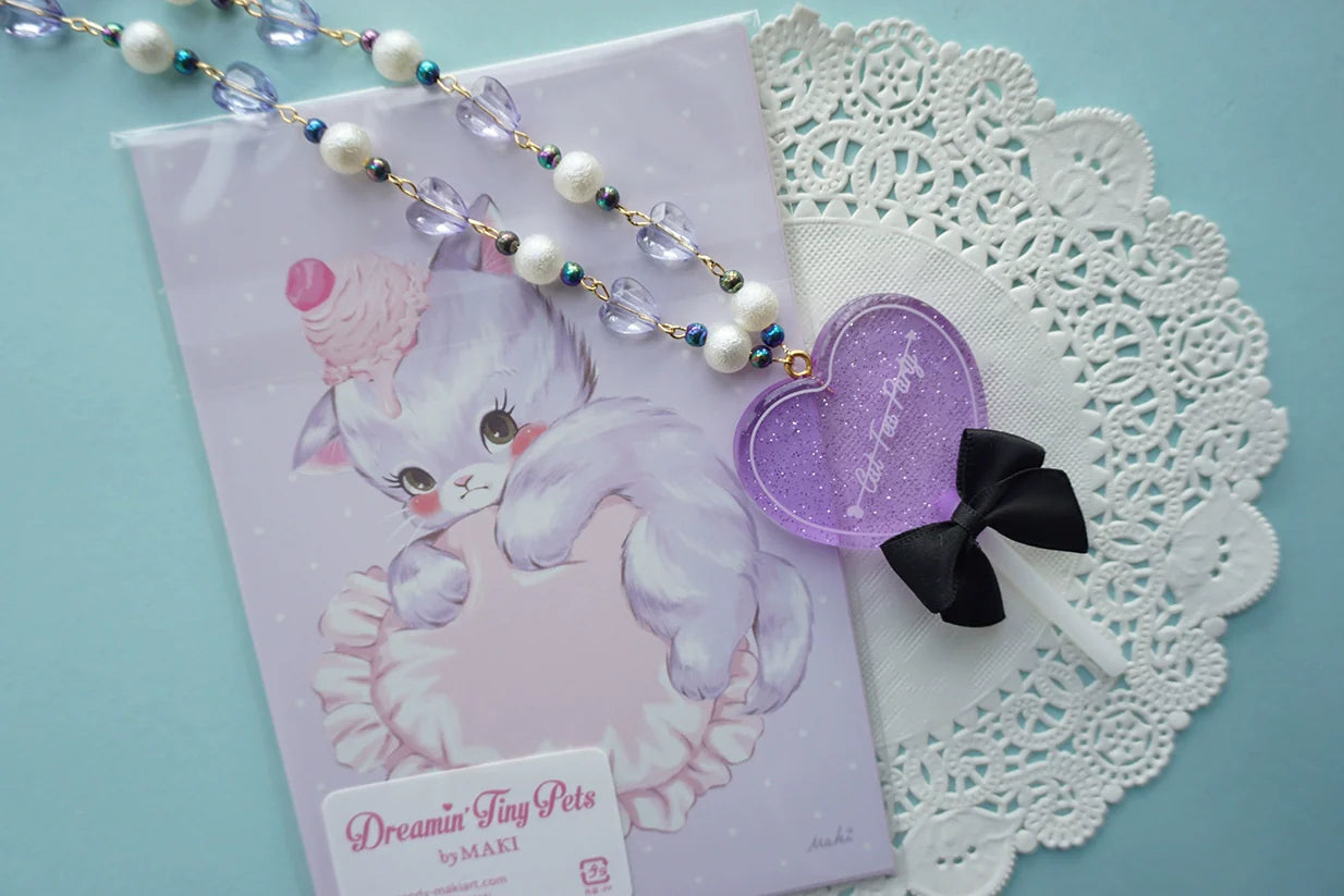 Cat Tea Party - Sweet Lolita Necklace Heart-Shaped Lollipop Necklace