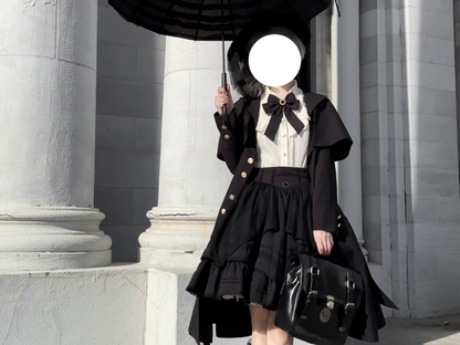 Uncle's Workshop - Rich Heiress - Elegant Black Lolita Coat with Detachable Cape