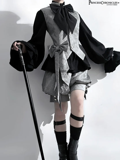 Princess Chronicles - Rabbit Hunting Glacier Gray - Vintage Lolita Grey Coat Kawaii Rabbit Ear Set