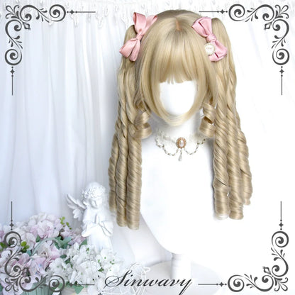 Sinwavy - Retro Lolita Wigs Beige Gold Roman Roll Wig