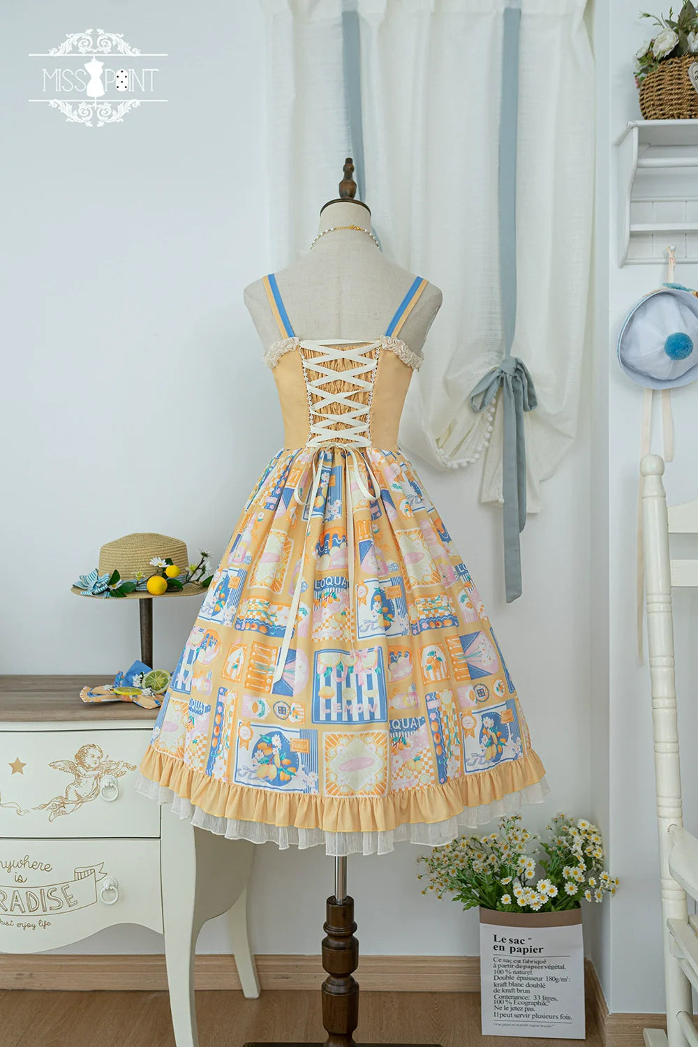 Miss Point - Daisy Lemon - Daily Lolita Lemon Print JSK Customized