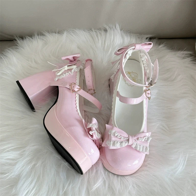 Jiangjiang Biscuit - Elegant Lolita High Heel Shoes Round Toe Low Cut