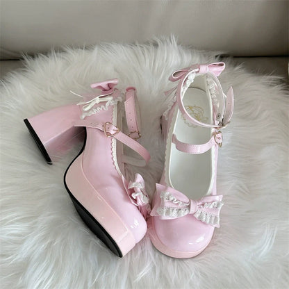 Jiangjiang Biscuit - Elegant Lolita High Heel Shoes Round Toe Low Cut