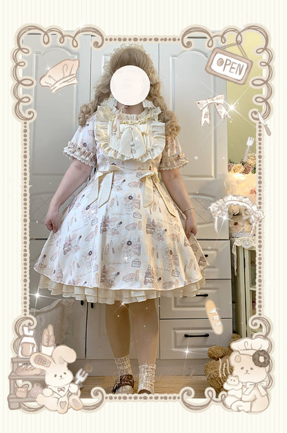 Naomistudio - Cartoon Dogs - Sweet Lolita OP Bows Dress Plus OP