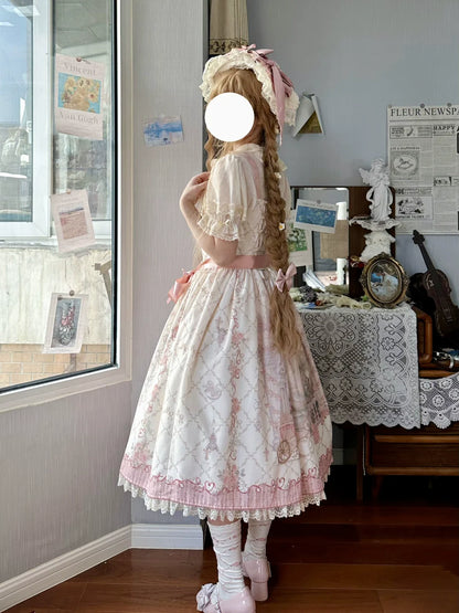 Moon River - Swan Lake Mirror - Pink Sweet Lolita Print JSK Dress