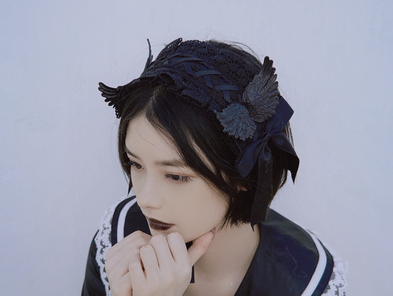 Strange Sugar - Black Wings Halloween Goth Lolita Hairband
