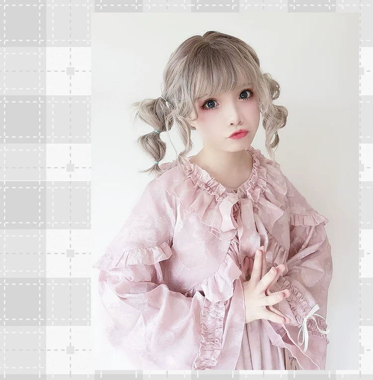 Time Memory - Xianbei - Sweet Lolita Chiffon Lantern Sleeve Cardigan with Bow
