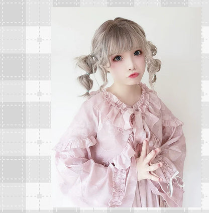 Time Memory - Xianbei - Sweet Lolita Chiffon Lantern Sleeve Cardigan with Bow
