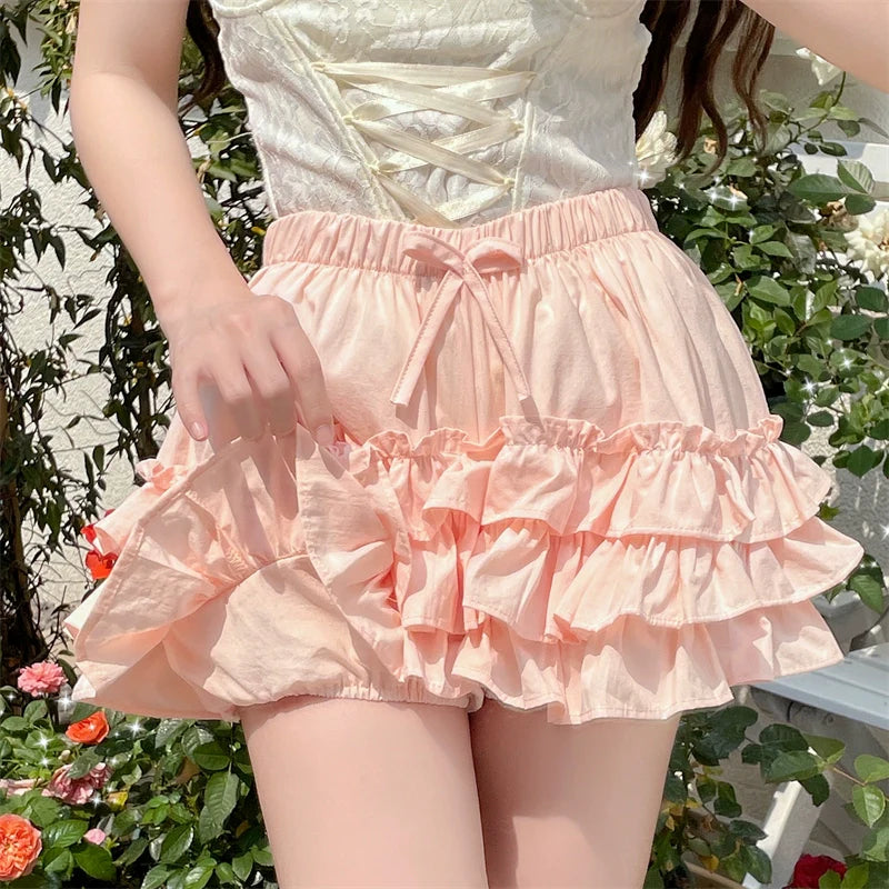 Sugar Girl - Daily Lolita Bloomers Anti-Exposure Pink Ruffle Safety Shorts