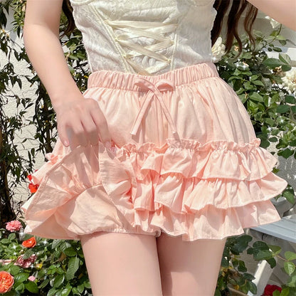Sugar Girl - Daily Lolita Bloomers Anti-Exposure Pink Ruffle Safety Shorts