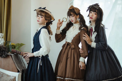 Miss Point - Rose Doll - Elegant Lolita Striped Fishbone Skirt