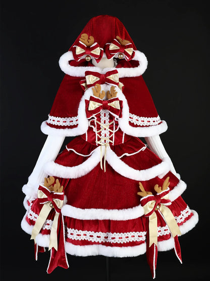 Matutu - Sweet Lolita JSK Suit Christmas Lolita Cape and Dress