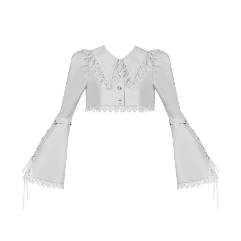 With PUJI - Letter and Poetry ﾂｷ Humanoid Robot - Silver Gothic Lolita Mermaid Skirt Set