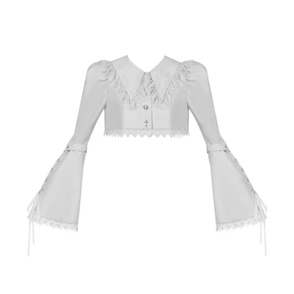 With PUJI - Letter and Poetry ﾂｷ Humanoid Robot - Silver Gothic Lolita Mermaid Skirt Set