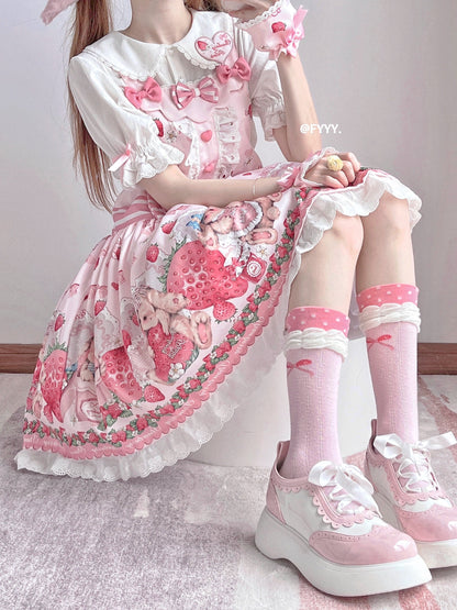 Polaris Lolita - Rabbit Berry Gift Box - Sweet Lolita Salopette and Dress Set