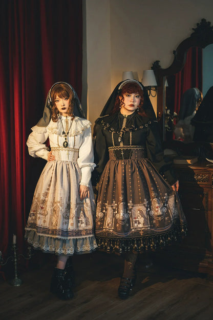 Miss Point - Demon Hunting Notes - Fishbone Gothic Lolita Skirt