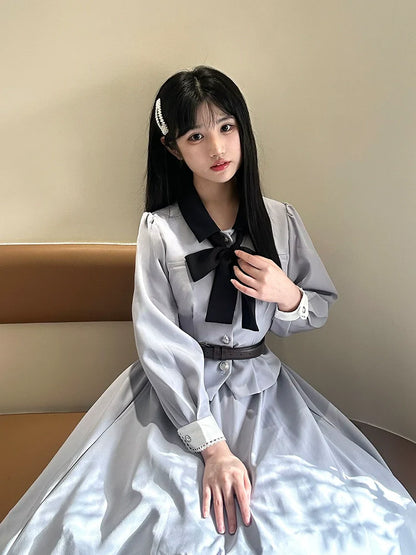 Sweet Wood - Daily Lolita Skirt Set Long sleeve Coat Dress Set