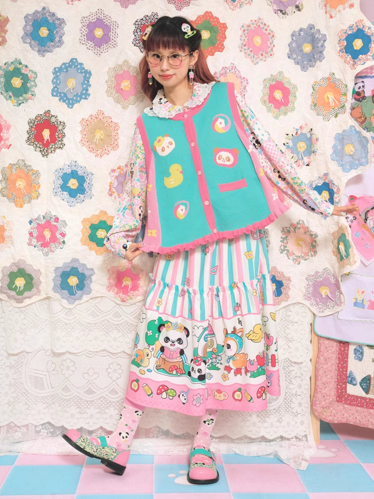 Striped print long skirt【s0000007680】