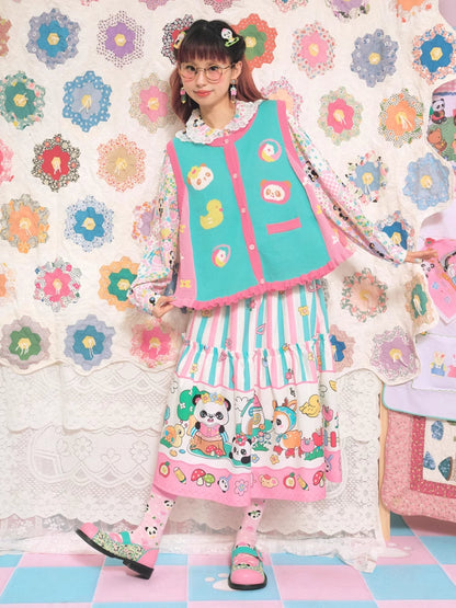 Striped print long skirt【s0000007680】