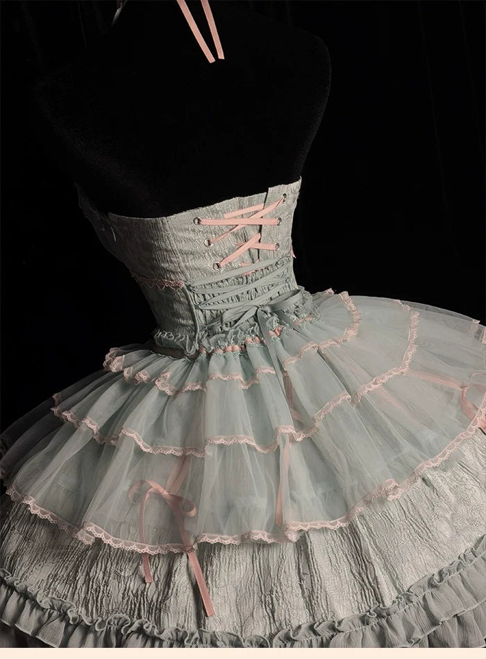 Alice Girl - Cross - Gothic Princess Lolita Corset with Multiple Layers Hem