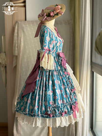Miss Point - Lilyka Garden - Classic Lolita OP Dress Set Elegant Floral Wall Princess Sleeve