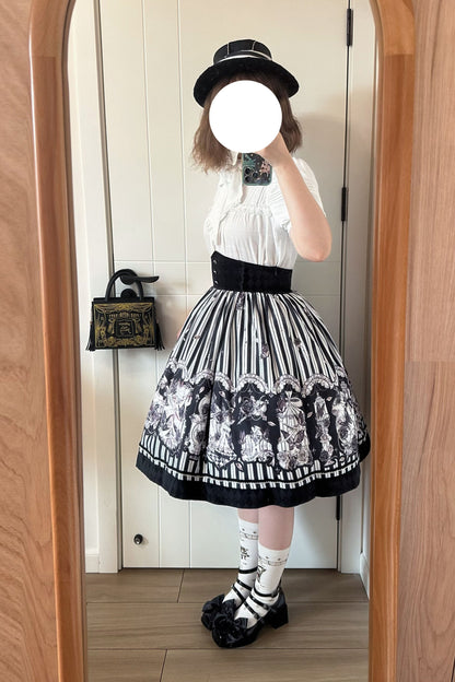 Little Bear - Gothic Lolita Black and White Striped JSK Set