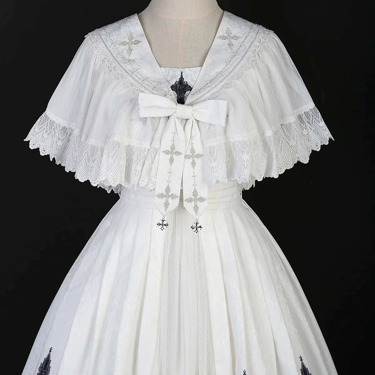 Cornfield Lolita - Silent Church - Gothic Lolita JSK Dress Printed Dress Thin Shawl Set