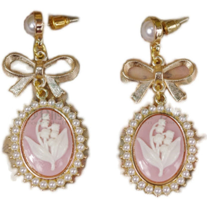 Rose of Sharon - Retro Cameo Lolita Earrings