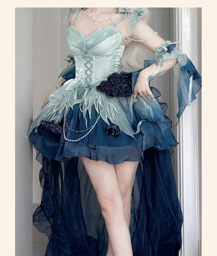 Meowing and fruity - Swan Fantasy - Fairy Lolita Short JSK Ballet-Style Jumper Dress