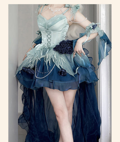 Meowing and fruity - Swan Fantasy - Fairy Lolita Short JSK Ballet-Style Jumper Dress