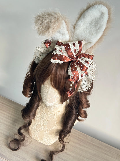 MAID - Sweet Lolita Headdress, Polka Dot Bow, Bunny Ear