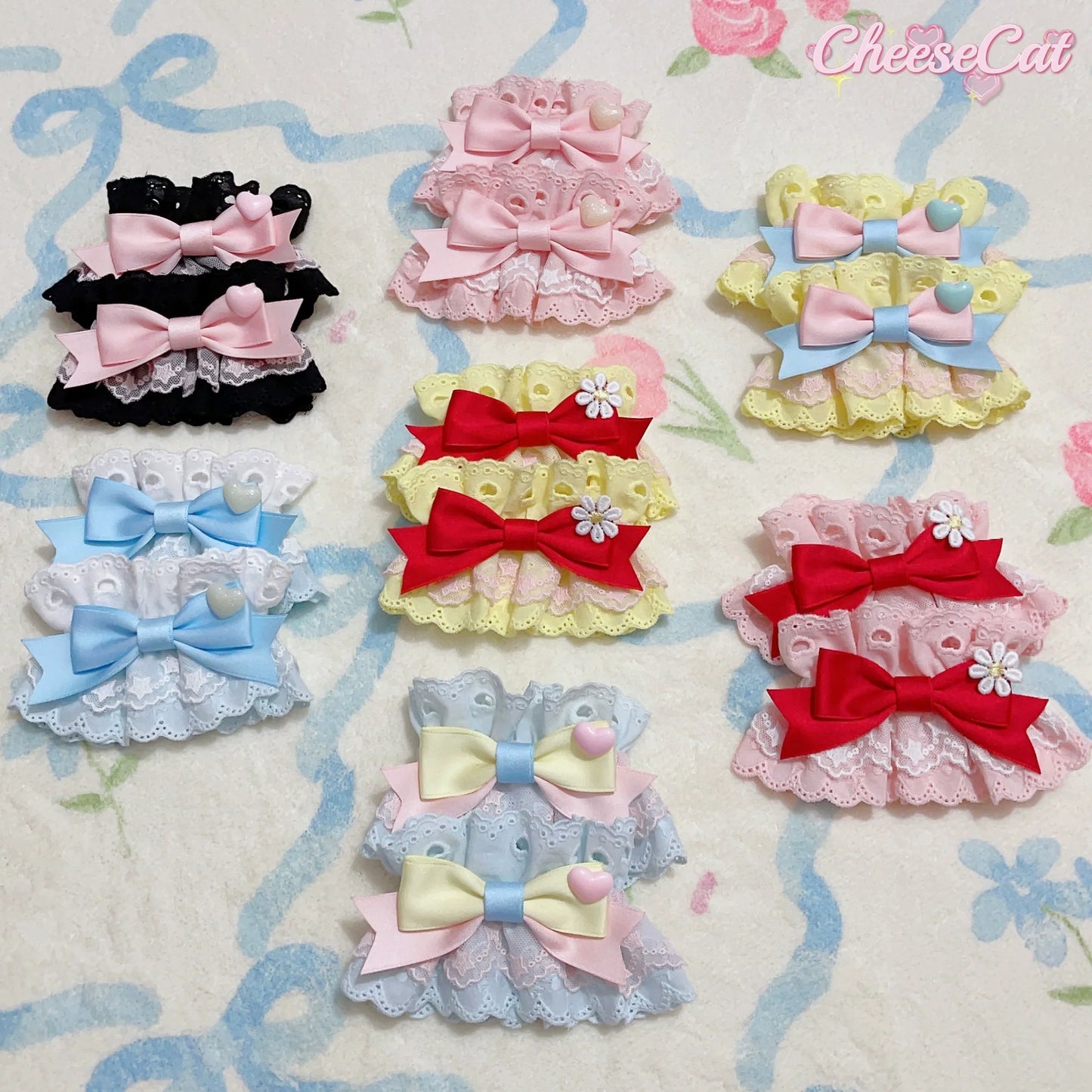 CheeseCat - Creamy Celestial - Sweet Lolita Cuffs Handmade Lace Cuffs