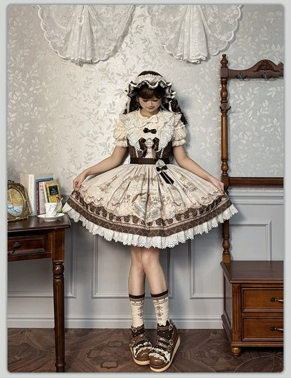 Alice Girl - Sea Salt Fairytale - Sweet Lolita JSK Doll-like Lolita Printed Dress