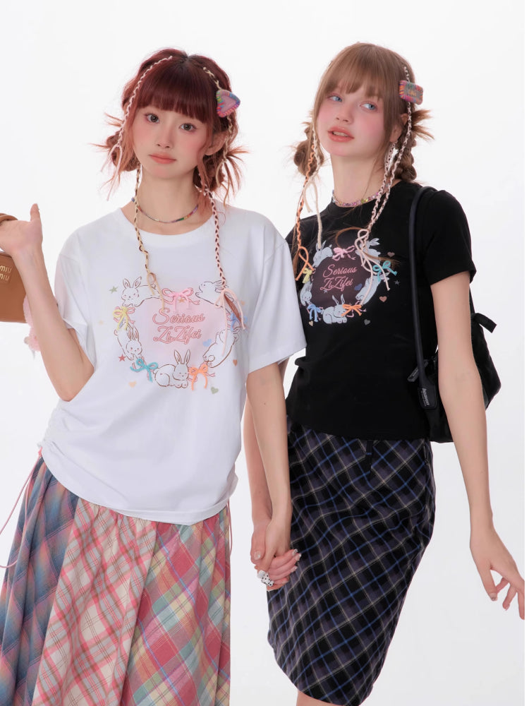 Round neck print short sleeve T-shirt【s0000007534】