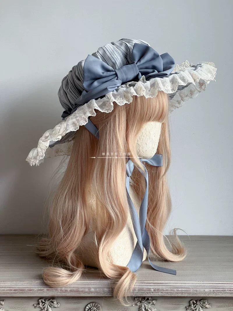 MAID - Vintage Lolita Hat Striped Lace Hat