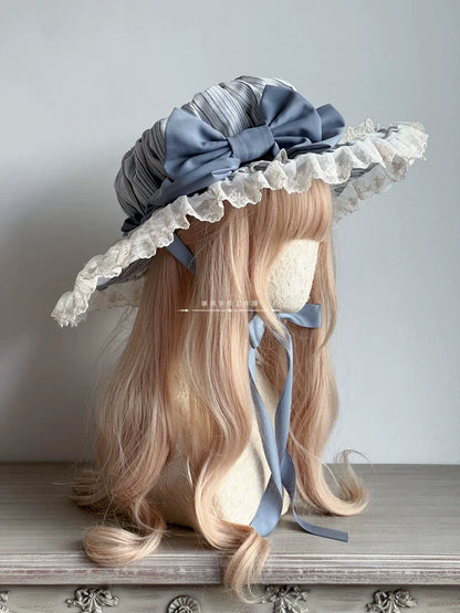 MAID - Vintage Lolita Hat Striped Lace Hat
