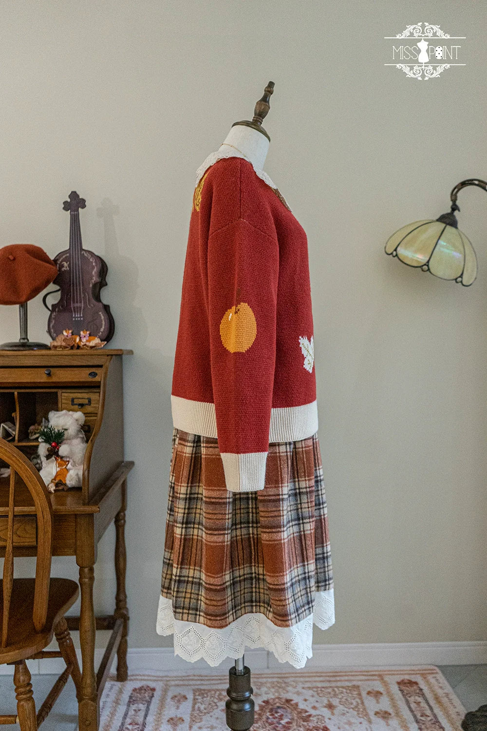 Miss Point - Chubby Fox in the Forest - Kawaii Lolita Sweater Customized Winter Lolita Couple Outfit