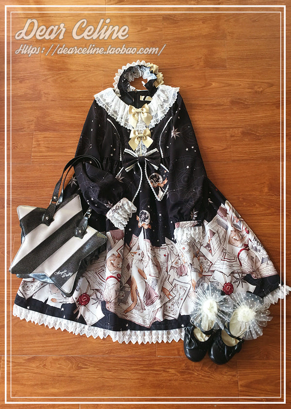 Dear Celine - Cat Professor's Magic Class - Daily Lolita OP Dress Long Sleeve Dress